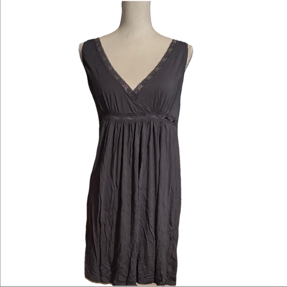 Barefoot Dreams Gray Lace Trim Nightgown size 1X lace detail super soft